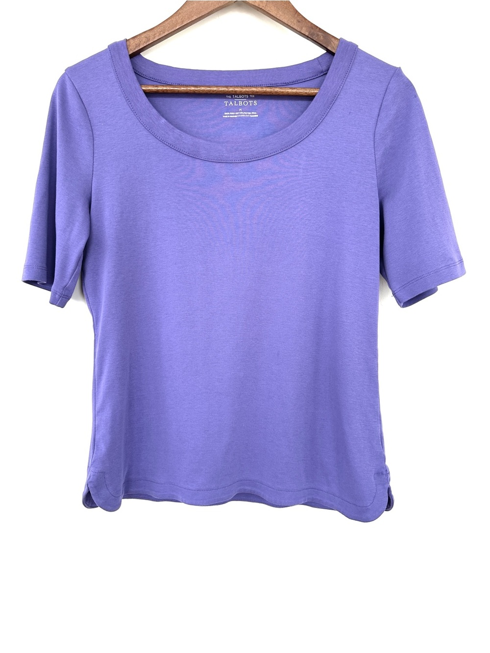 Talbots Purple Scoop Neck Short Sleeve Tee, Relaxed Fit, 💯 Pima Cotton